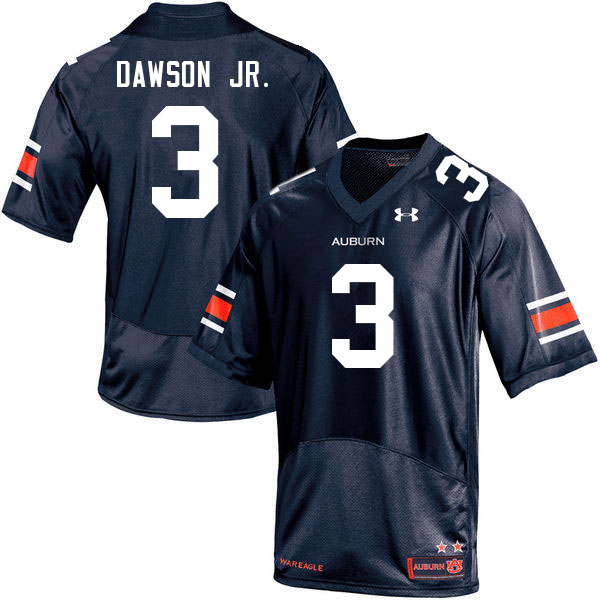 Auburn Tigers Men's Tar'Varish Dawson Jr. #3 Navy Under Armour Stitched College 2021 NCAA Authentic Football Jersey HBX6674YI